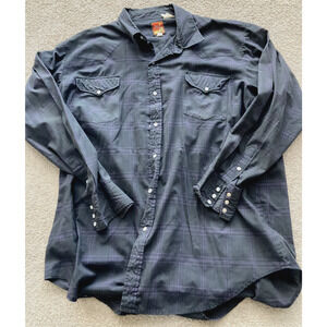 Rock Canyon Pearl Snap Black Striped Long Sleeve Shirt Bigman 2XL